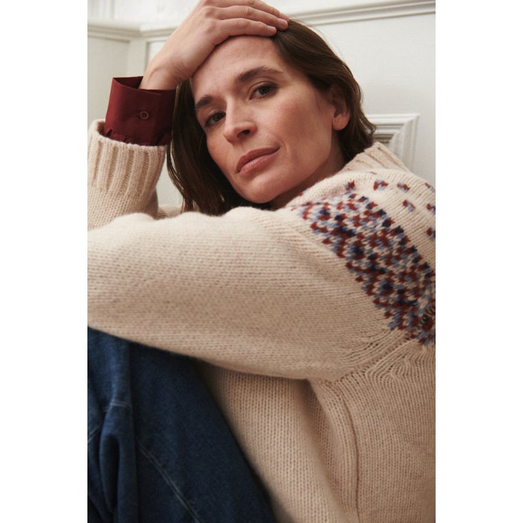 BASIC APPAREL - Blanche Sweater - Bordeaux truffle/Sky Captain/Copen blue