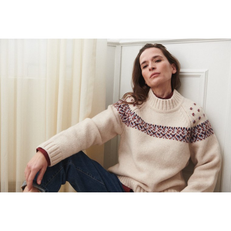 BASIC APPAREL - Blanche Sweater - Bordeaux truffle/Sky Captain/Copen blue