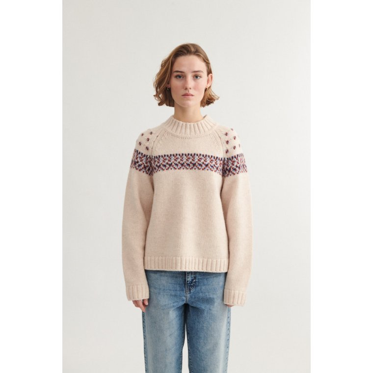 BASIC APPAREL - Blanche Sweater - Bordeaux truffle/Sky Captain/Copen blue