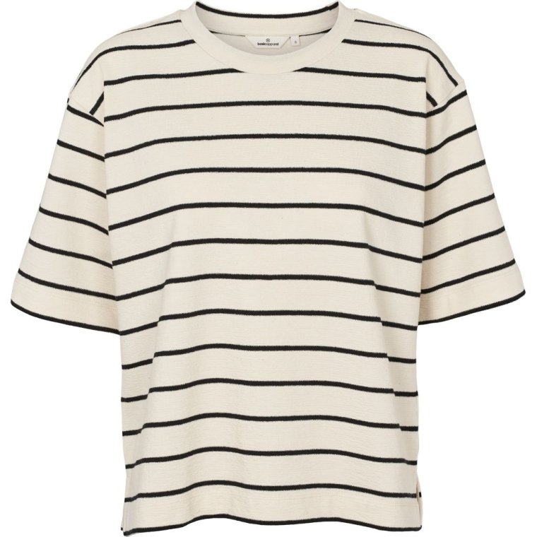 BASIC APPAREL - Anneli Oversized Tee - Birch/Black