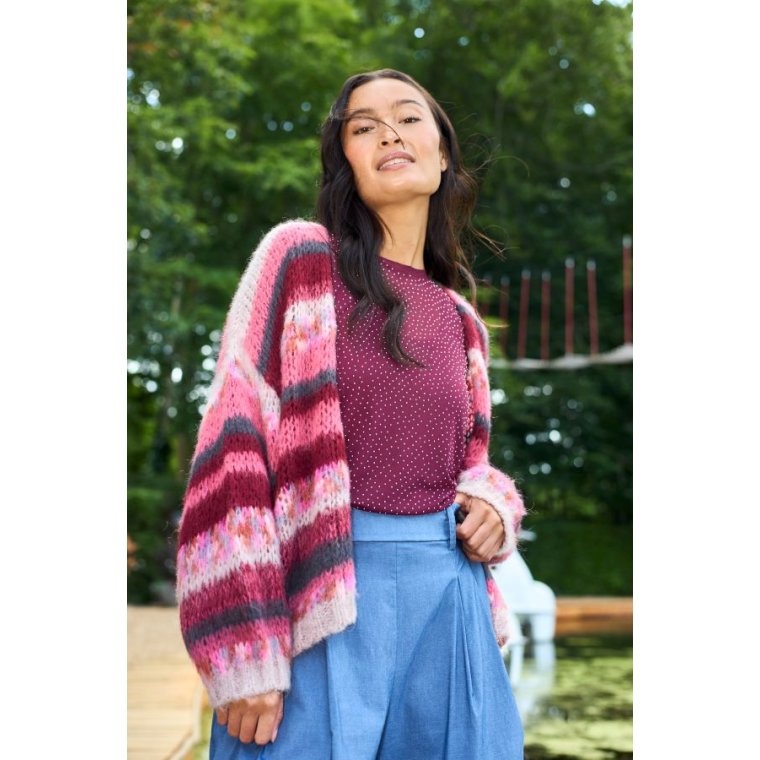 BLACK COLOUR - BCALEXIS tee w/stones - Plum