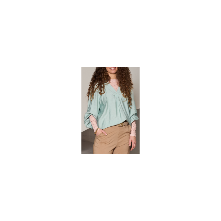 Black Colour - BCANNIE mesh blouse - Lt. Blue Dot