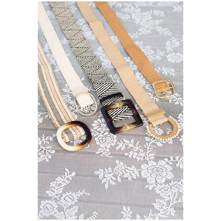 BLACK COLOUR - BCEDA jute belt - Pastel/Creme