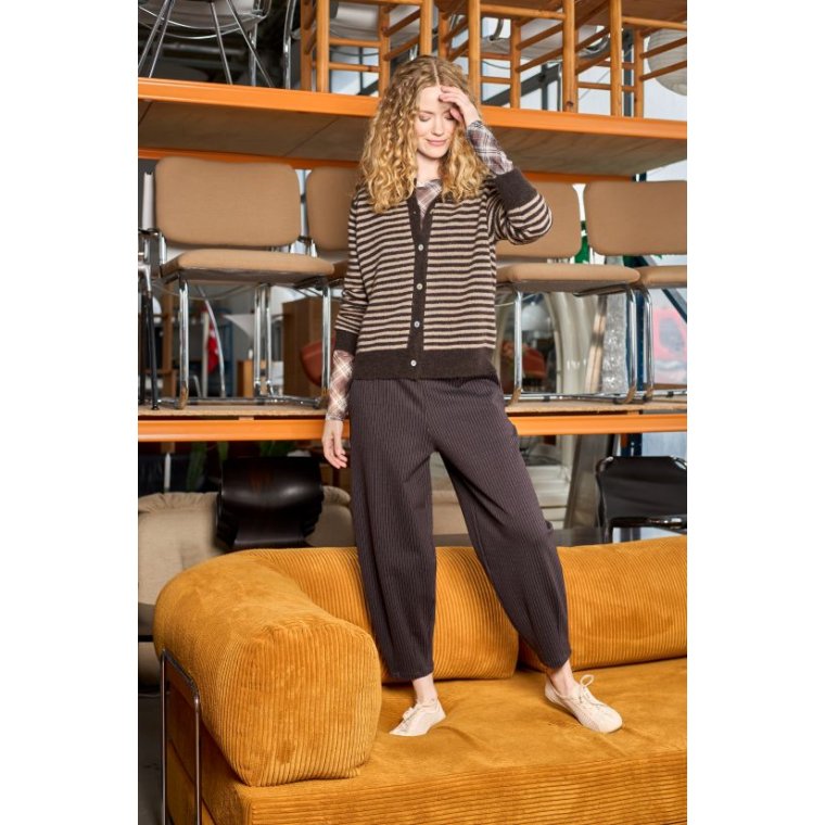 Black Colour - BCDELL striped knit cardigan - Coffee