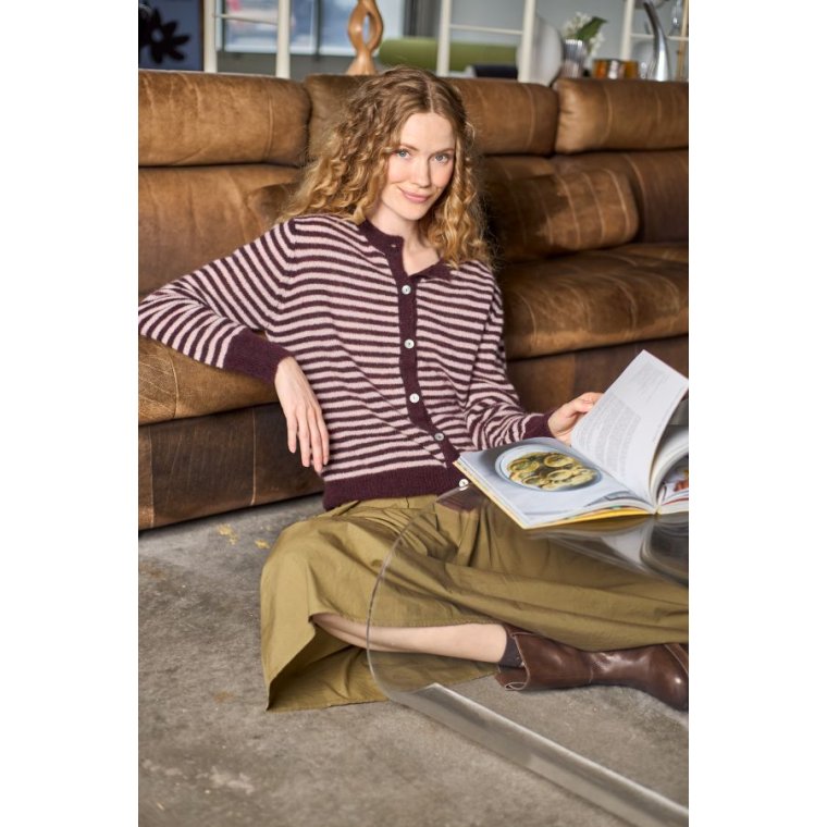 Black Colour - BCDELL striped knit cardigan - Plum