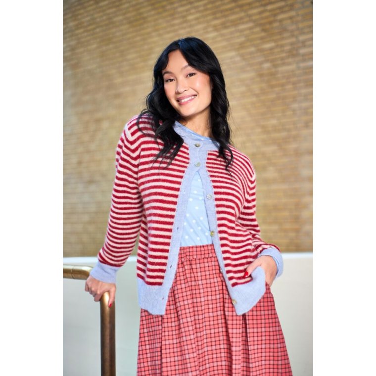 Black Colour - BCDELL striped knit cardigan - Red