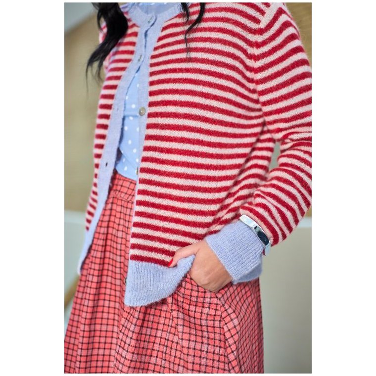 Black Colour - BCDELL striped knit cardigan - Red