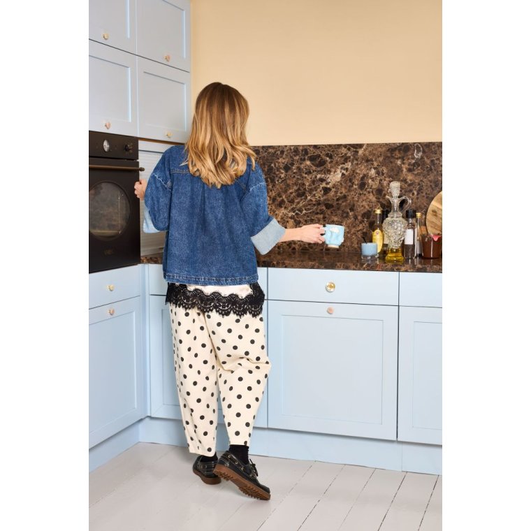 Black Colour - BCELLIE barrel pant - White Dot