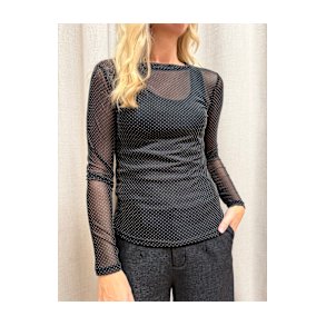 Black Colour - BCJESSIE mesh blouse - Black Dotted