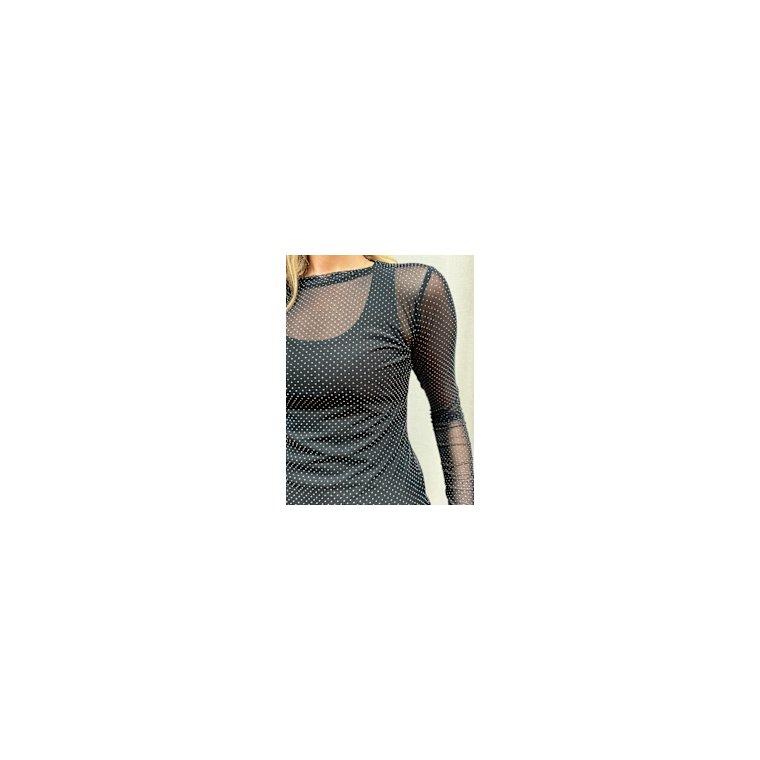 Black Colour - BCJESSIE mesh blouse - Black Dotted