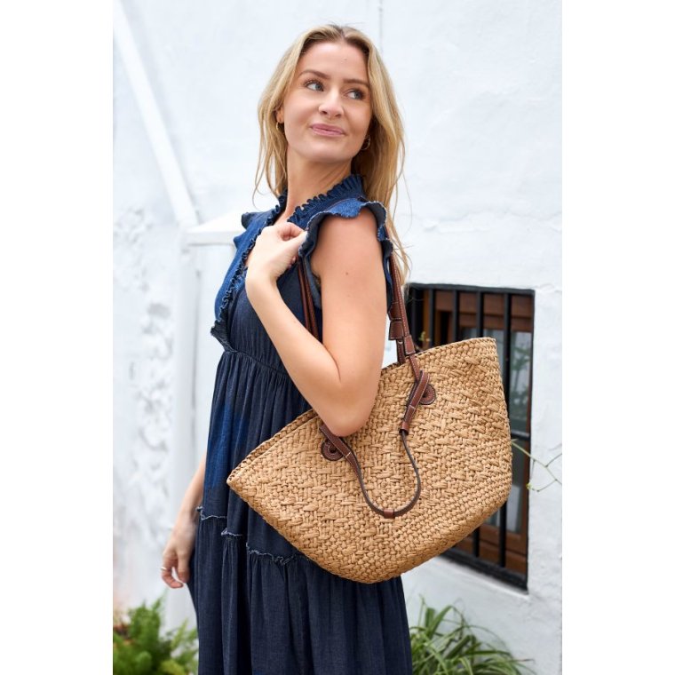Black Colour - BCKATE straw shopper bag
