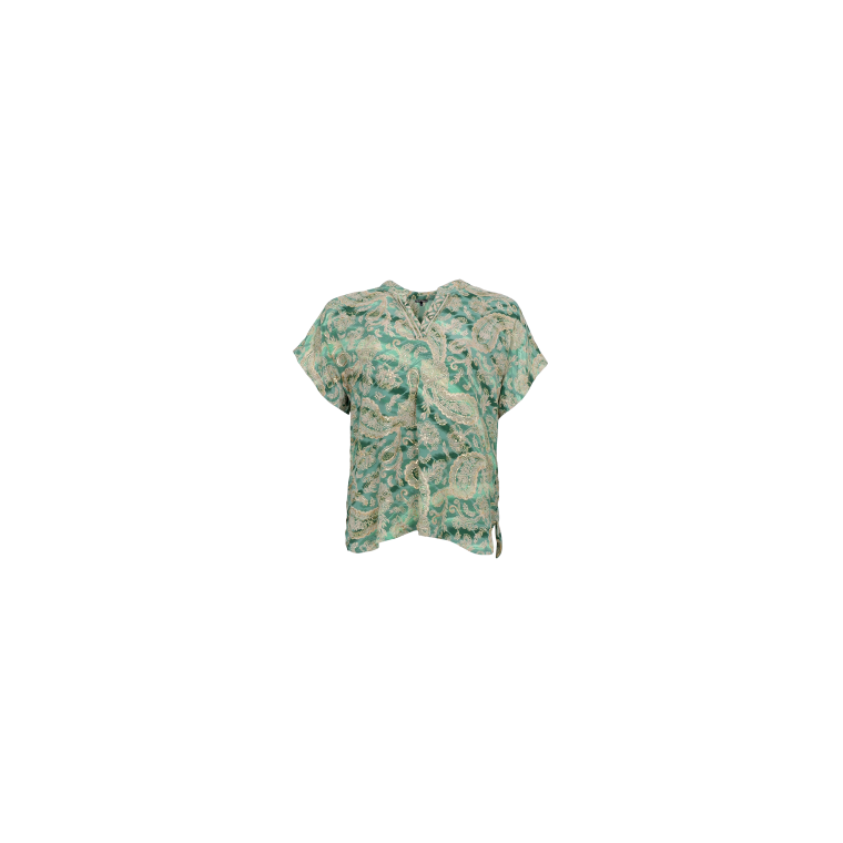 BLACK COLOUR - BCLUNA Andrea s/s top - Floral Green