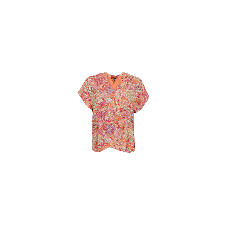 BLACK COLOUR - BCLUNA Andrea s/s top - Pacifique Orange Mix