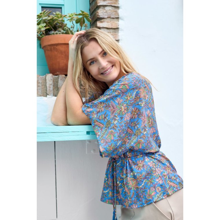 Black Colour - BCLUNA V-neck blouse- Violet Blue