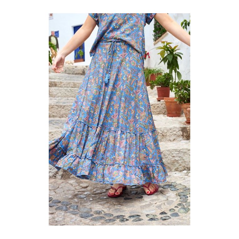 Black Colour - BCLUNA maxi frill skirt - Violet Blue