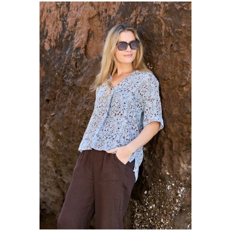 Black Colour - BCMELINA SS linen blouse - Floral