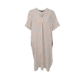 Black Colour - BCMELINA long linen dress - Camel Stripe