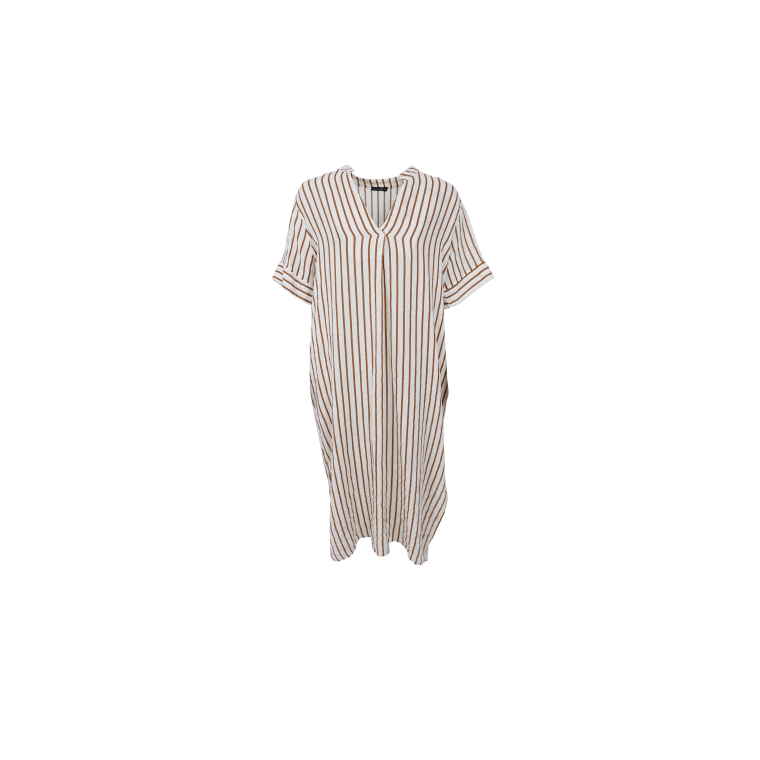 Black Colour - BCMELINA long linen dress - Camel Stripe
