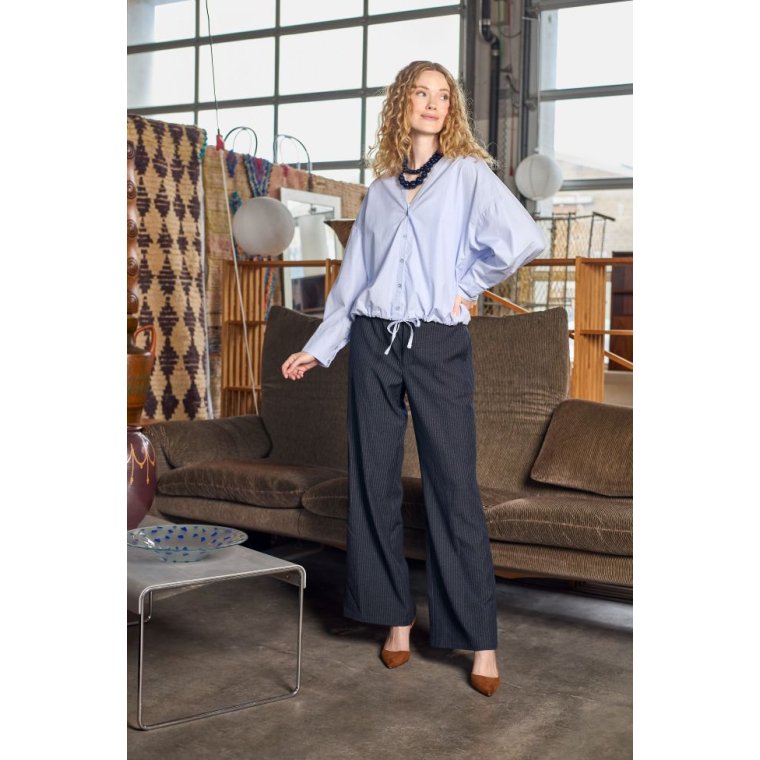 Black Colour - BCMOORE box pant - Navy Stripe
