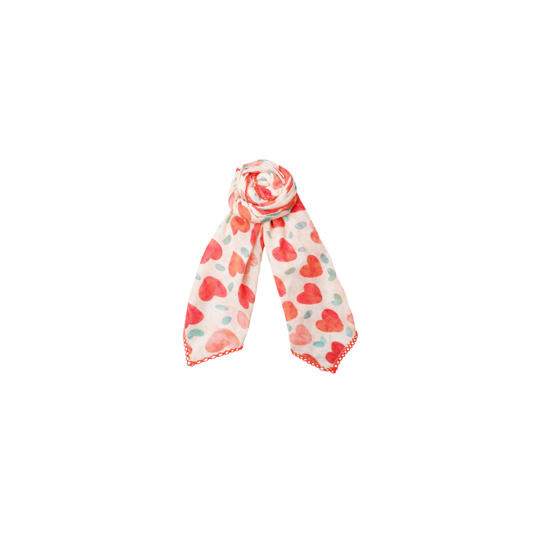 BLACK COLOUR - BCSALMAYA cotton mini scarf - Red Hearts