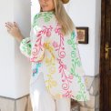 BLACK COLOUR - BCSUN blouse - White Flower