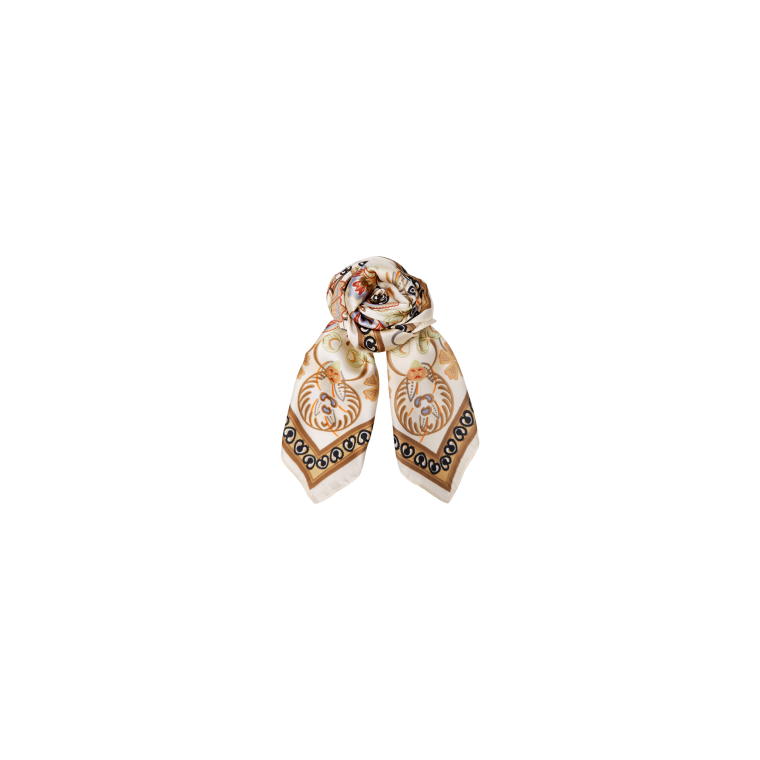 Black Colour - BCTAZIA mini scarf w. golden ring - Creme Multi
