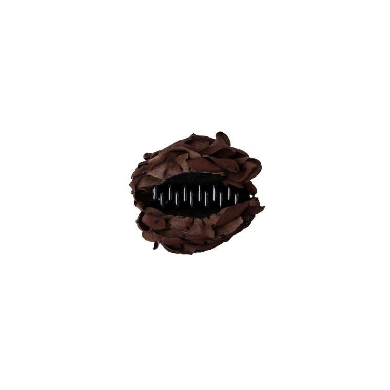 Black Colour - BCVILLA mega flower hair claw - Coffee W. Dots