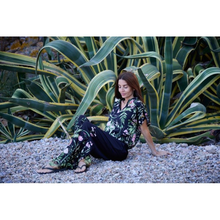 BLACK COLOUR - BCZENNIA pant - Black Flower