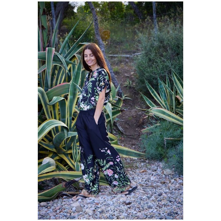BLACK COLOUR - BCZENNIA pant - Black Flower