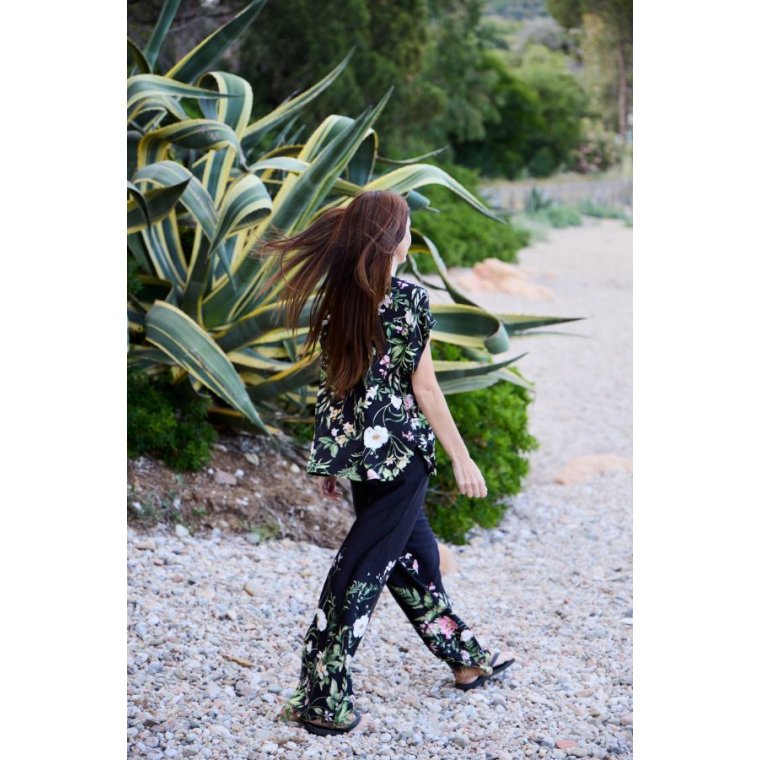 BLACK COLOUR - BCZENNIA pant - Black Flower