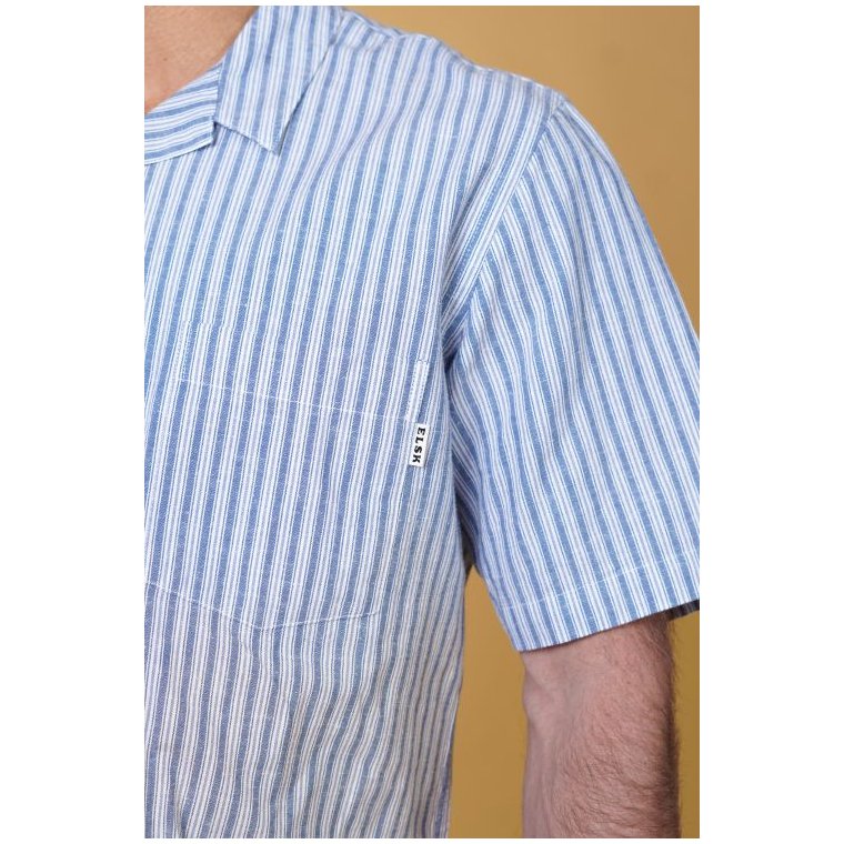 ELSK - BREEZE MEN'S SS SHIRT - WHITE / BLUE STRIPES