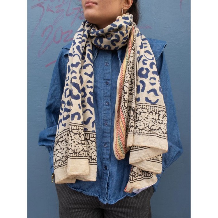 Craft Sisters - Bagru Scarf - Blue Leo