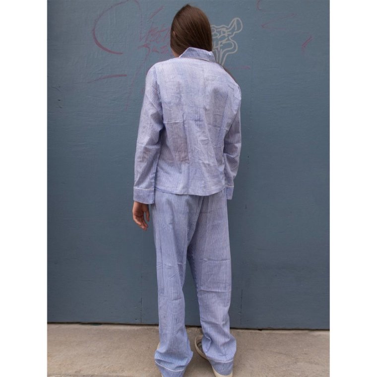 Craft Sisters - Classic Pyjamas Blockprint - Blue Stripe