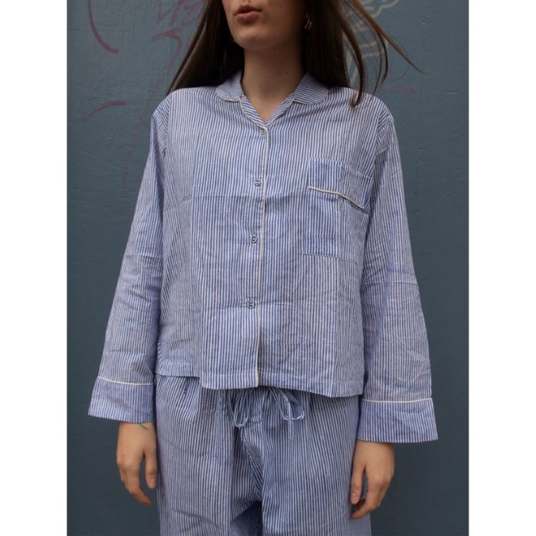Craft Sisters - Classic Pyjamas Blockprint - Blue Stripe