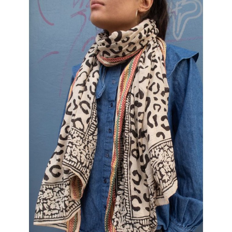 Craft Sisters - Bagru Scarf - Black Leo
