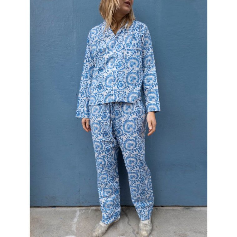 Craft Sisters - Classic Pyjamas Blockprint - Blue Porcelain
