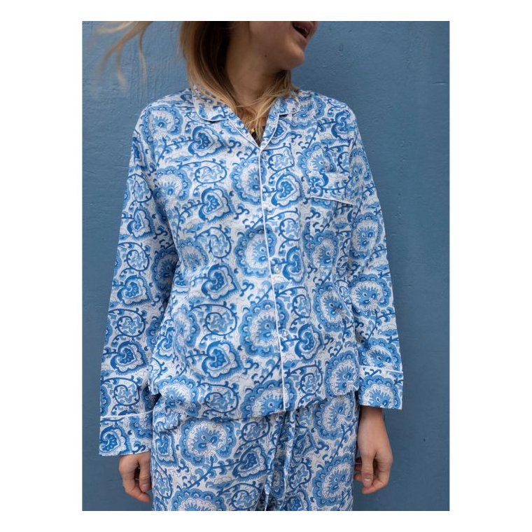 Craft Sisters - Classic Pyjamas Blockprint - Blue Porcelain