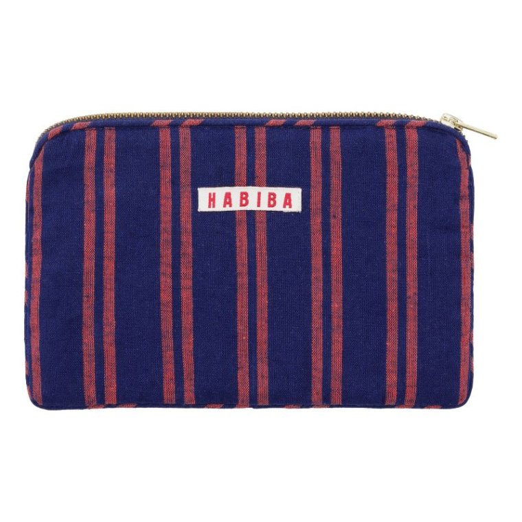 HABIBA - BOLSTER STRIPE MINI CLUTCH - INDIGO