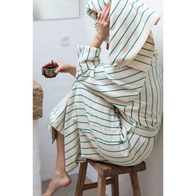 BONGUSTA - NARAM BATHROBE - pure white & grass