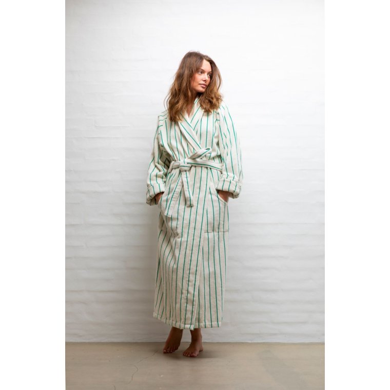 BONGUSTA - NARAM BATHROBE - pure white & grass