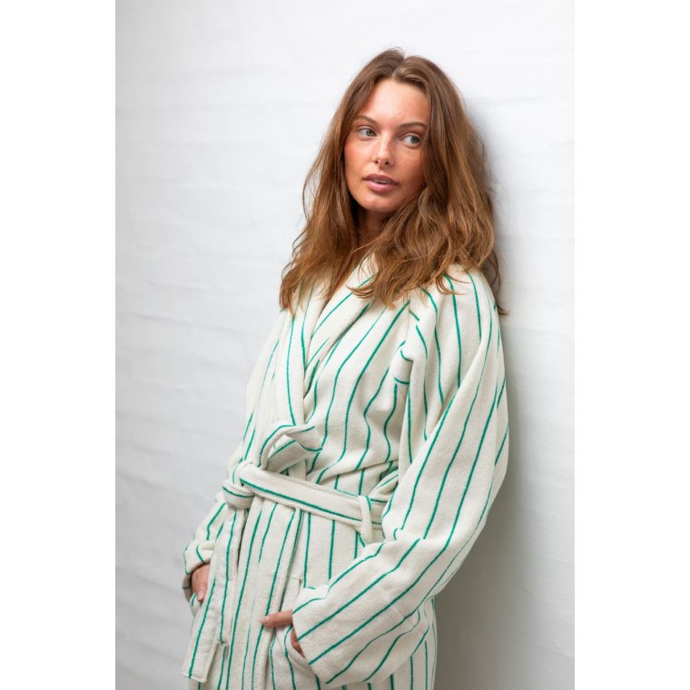 BONGUSTA - NARAM BATHROBE - pure white & grass