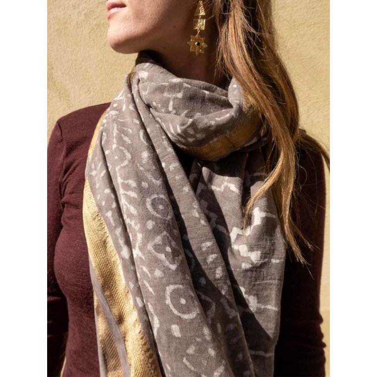 Craft Sisters - Bagru Scarf - Brown Grey - 127