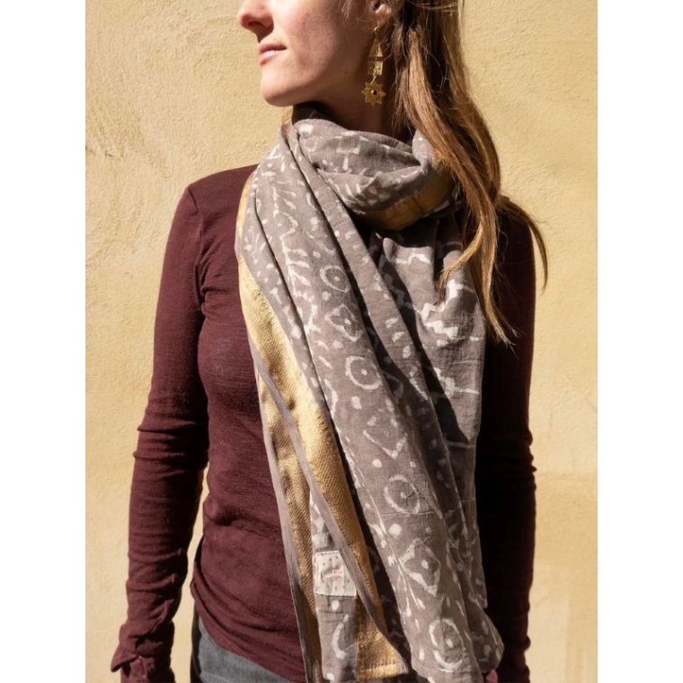 Craft Sisters - Bagru Scarf - Brown Grey - 127