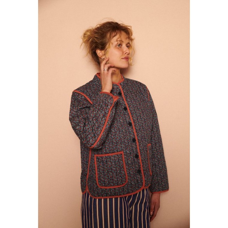 HABIBA - CAMPANULA QUILTED CHINA JACKET - INDIGO