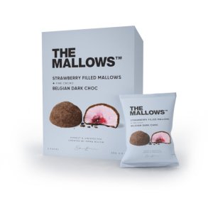 THE MALLOWS - Filled mallows - strawberry dark choc - 5 stk.