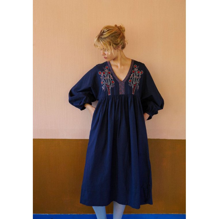 HABIBA - BOHEMIA DRESS W/ BELL SLEEVES - INDIGO
