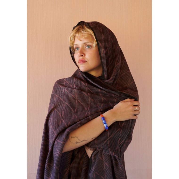 HABIBA - AMINA IKAT SCARF - burgundy