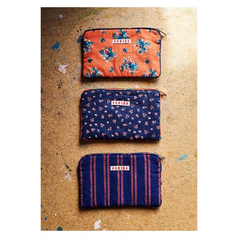 HABIBA - BOLSTER STRIPE MINI CLUTCH - INDIGO