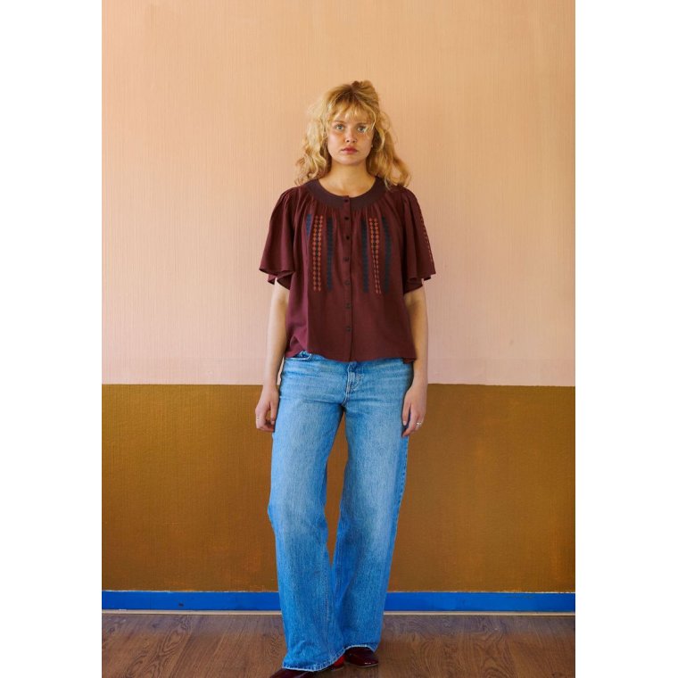 HABIBA - ROMANIA BUTTERFLY SHIRT - BURGUNDY