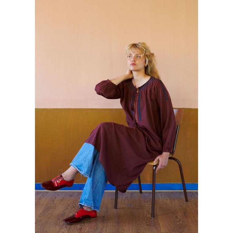 HABIBA - ROMANIA LONG DRESS - BURGUNDY